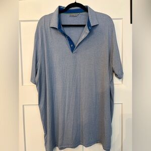 Tasc Performance Polo Shirt Mens 2XL XXL Blue White Stripe Short Sleeve Golfer